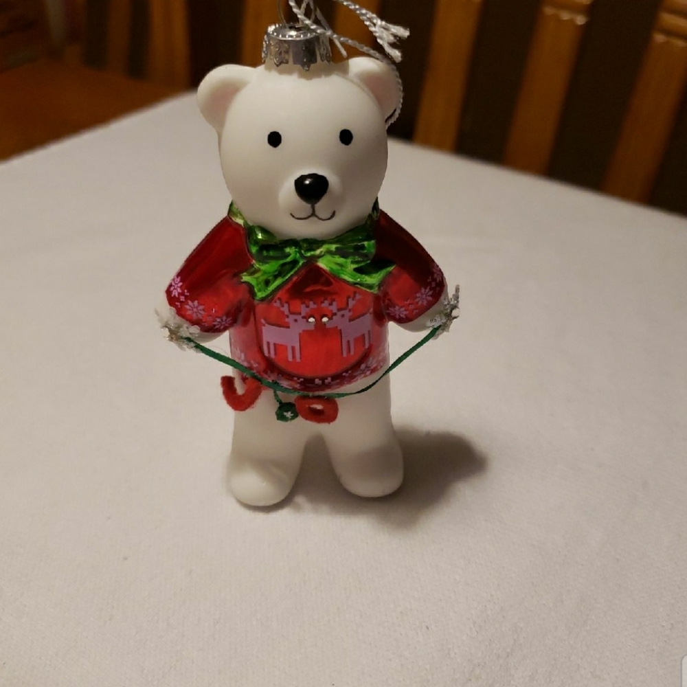 MPROVEMENTS  Glass "Bear" Christmas Ornament